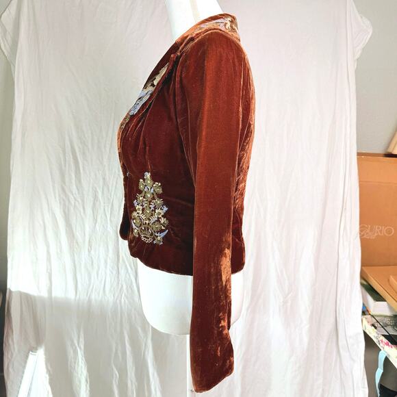 True Meaning Embroidered Velvet Blazer Jacket, Anthropologie, Women’s Size 2 EUC - Picture 4 of 11